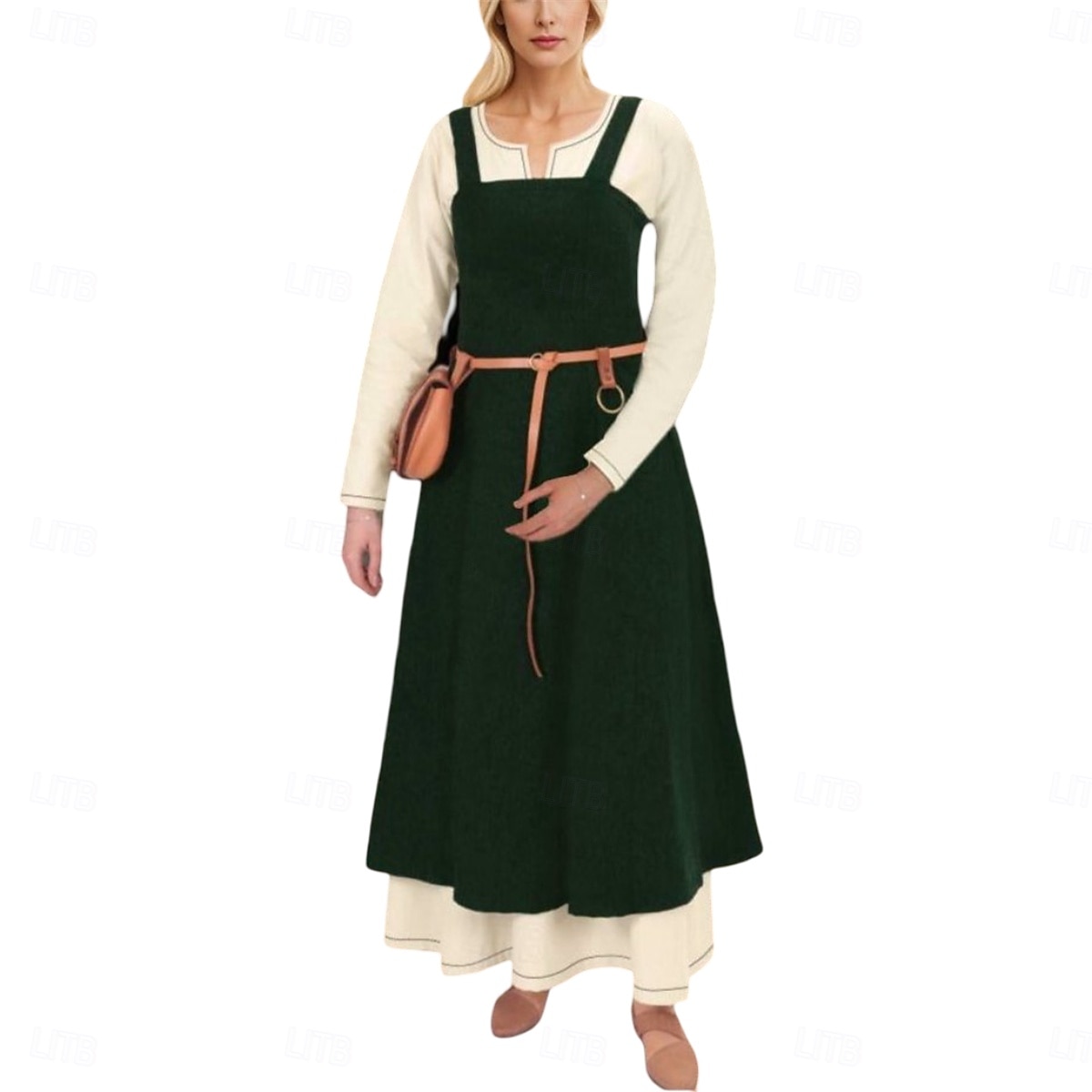 γυναικεία μεσαιωνική ποδιά βίκινγκ φόρεμα με δεμένη πλάτη τουνίκ σετ φόρεμα 2 τμχ για larp ren faire αποκριάτικο φόρεμα για πάρτι της αναγέννησης 2026 - $77.99 –P14