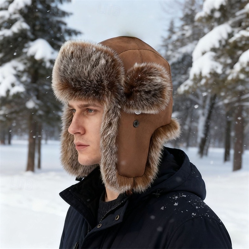 Pánské Ušanka Ušanka klobouk Letecký klobouk Klobouk s klapkami na uši Zimní čepice Černá Hnědá Polyester Fleece Módní Retro styl Moderní soudobé Denní nošení Rande Plná / Jednobarevná Zahřívac 2026 - $29.99 –P1