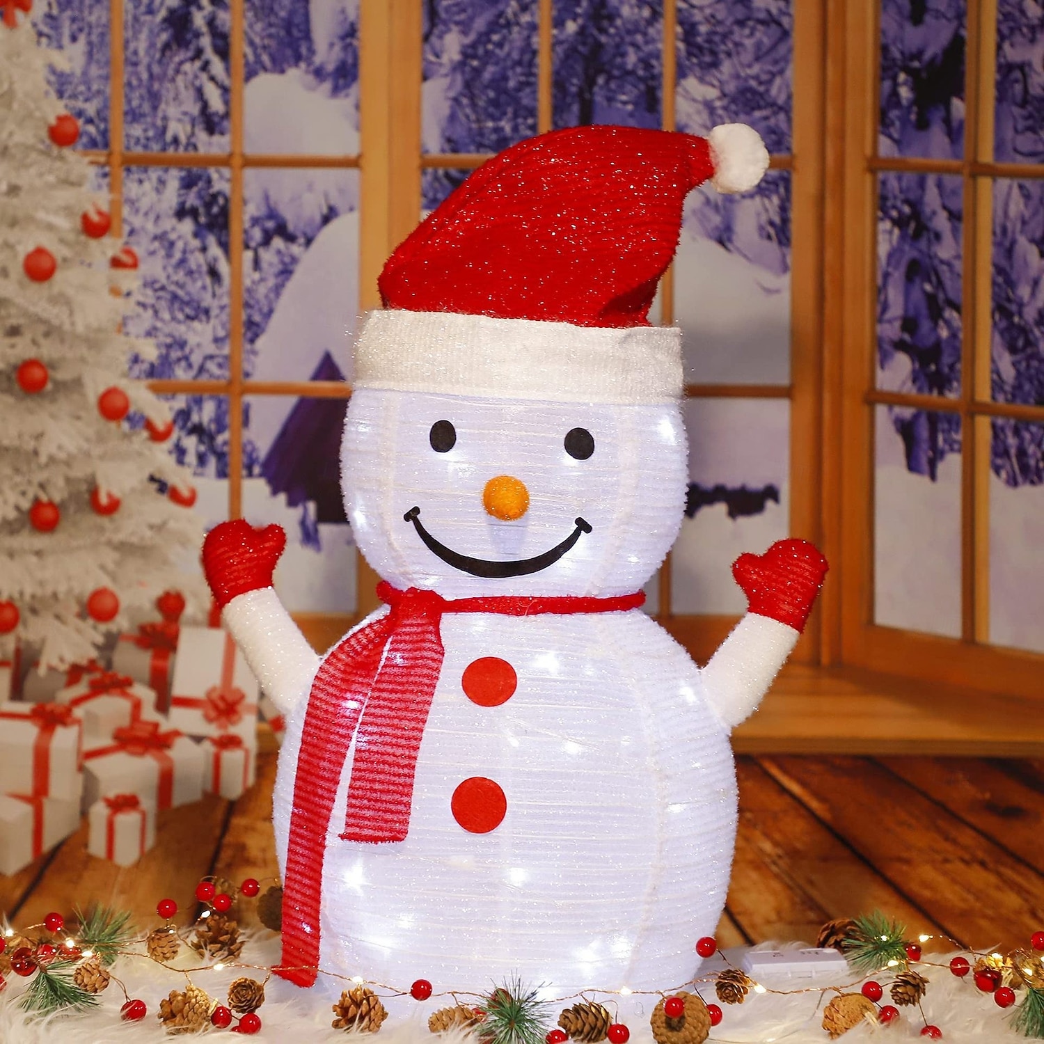 Christmas LED luminous folding snowman Santa Claus penguin warm light AAA waterproof battery box indoor and outdoor courtyard lawn party festive atmosphere decoration light 70 * 36CM 2025 - CAD $29.99 –P8