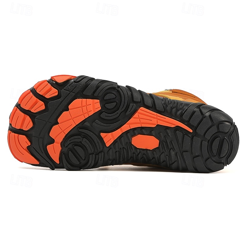 Orange och bruna vattentäta vandringskängor för män med pälsfoder – slitstarka och snygga skor för julens utomhusäventyr och vintervandringar 2025 - $54.99 –P6