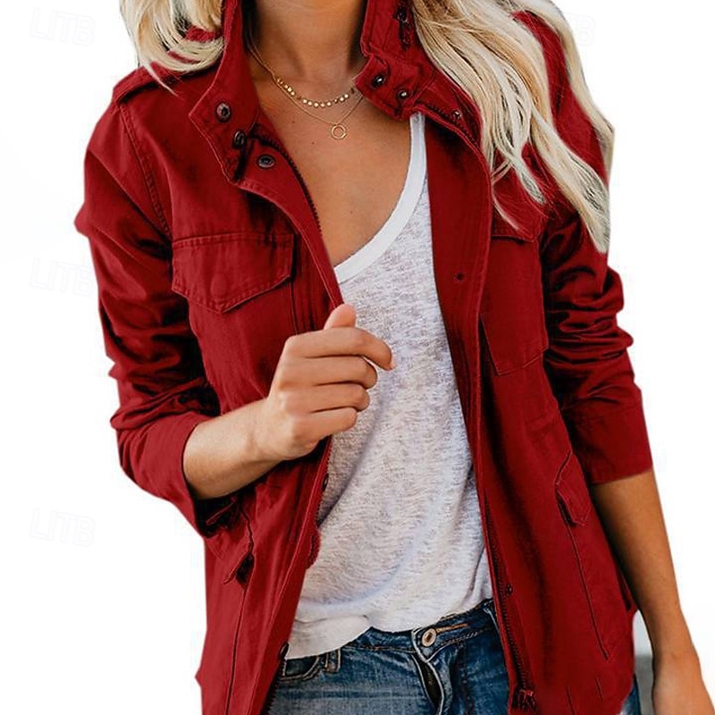 Pentru femei Palton de iarnă Jachetă Sacou Comfortabil Fermoar Buzunar Casual Simplu Vacanță Casual Purtare Zilnică Ieșire Regulat Guler de stand Fit regulat Manșon Lung Îmbrăcăminte exterioară Negru 2026 - $45.99 –P3