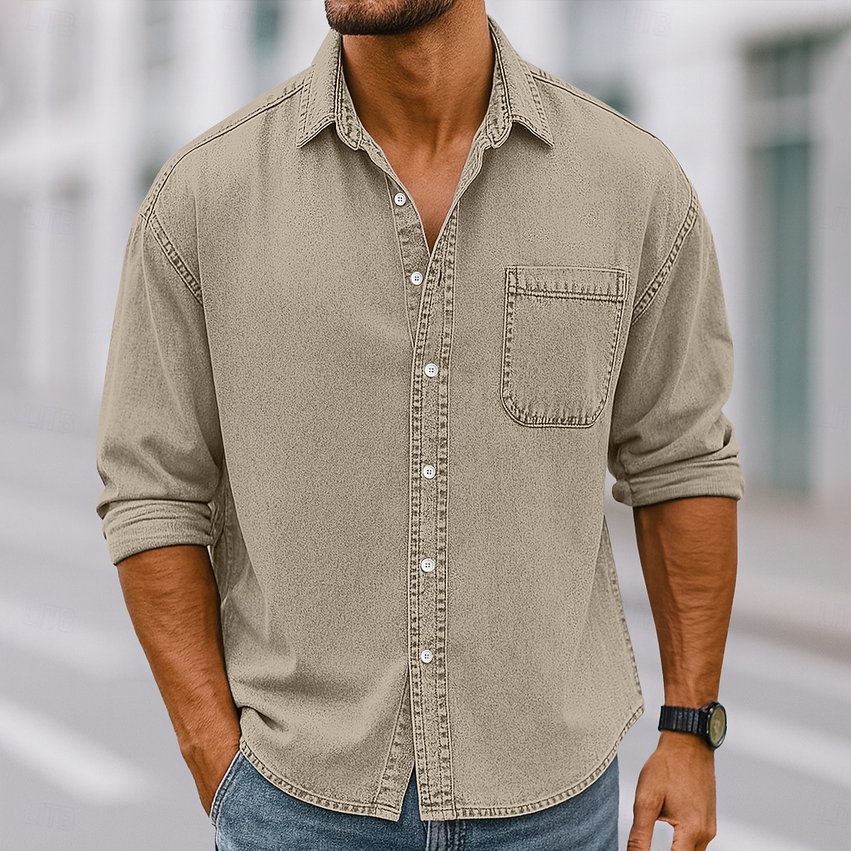 Homens Camisa Social Camisa casual camisa vintage camisa de botão Vinho Azul Marinha Manga Longa Tecido Lapela Casual Streetwear Bolsos Roupa Algodão Elastano Vintage Moda Retro Vintage de 2026 por $31.99 –P5