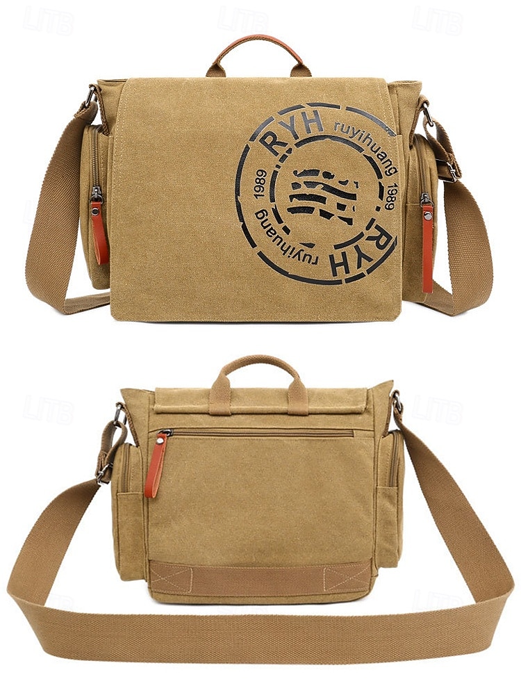 Pánská plátěná taška přes rameno s velkou kapacitou, vintage crossbody brašna na notebook, knihy a cestování 2026 - $42.99 –P6