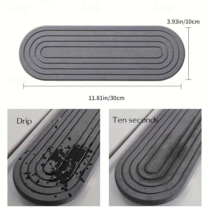 Bandeja de piedra absorbente para encimeras de cocina y baño: escurridor de fregadero de secado rápido con patas de madera, superficie de lufa natural, organizador de desagüe multiusos, artículo 2026 - $21.99 –P4