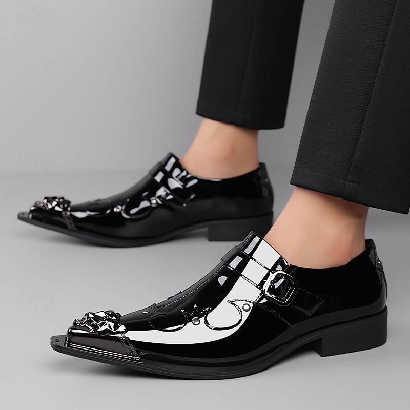 Rode herenschoenen van imitatieleer met monniksband en krokodillenprint – elegant schoeisel voor kerst en feestdagen 2026 - $94.99 –P9