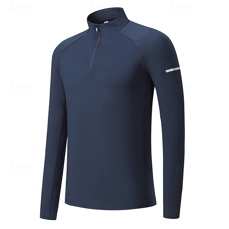 Ανδρικά Μονόχρωμο Tricou de Alergat Πουκάμισο γυμναστικής Αθλητική κορυφή Φθινόπωρο / Χειμώνας Τρίμηνο φερμουάρ Μακρυμάνικο Ένδυση γυμναστικής και άθλησης Moale Αναπνέει 2026 - $27.99 –P4