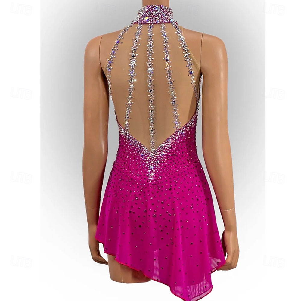 abito da pattinaggio artistico, abito da pattinaggio sul ghiaccio da donna e da ragazza, rosa rosso, elastico, abbigliamento da pattinaggio per allenamento e competizione, termico, caldo, con del 2026 a $561.89 –P2
