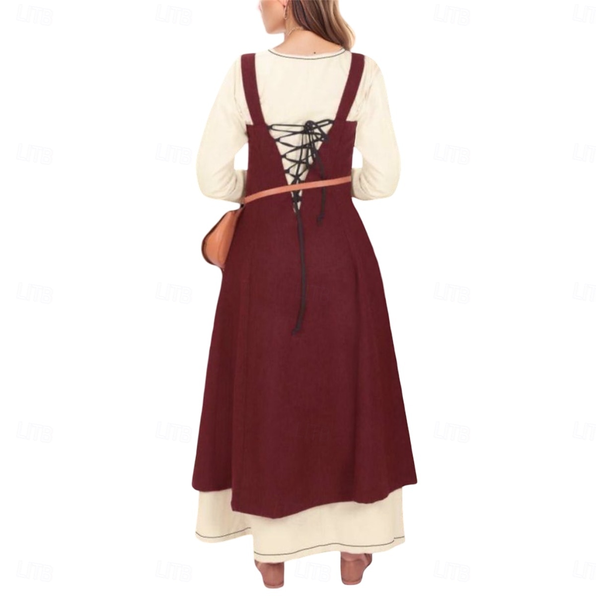 γυναικεία μεσαιωνική ποδιά βίκινγκ φόρεμα με δεμένη πλάτη τουνίκ σετ φόρεμα 2 τμχ για larp ren faire αποκριάτικο φόρεμα για πάρτι της αναγέννησης 2026 - $77.99 –P8