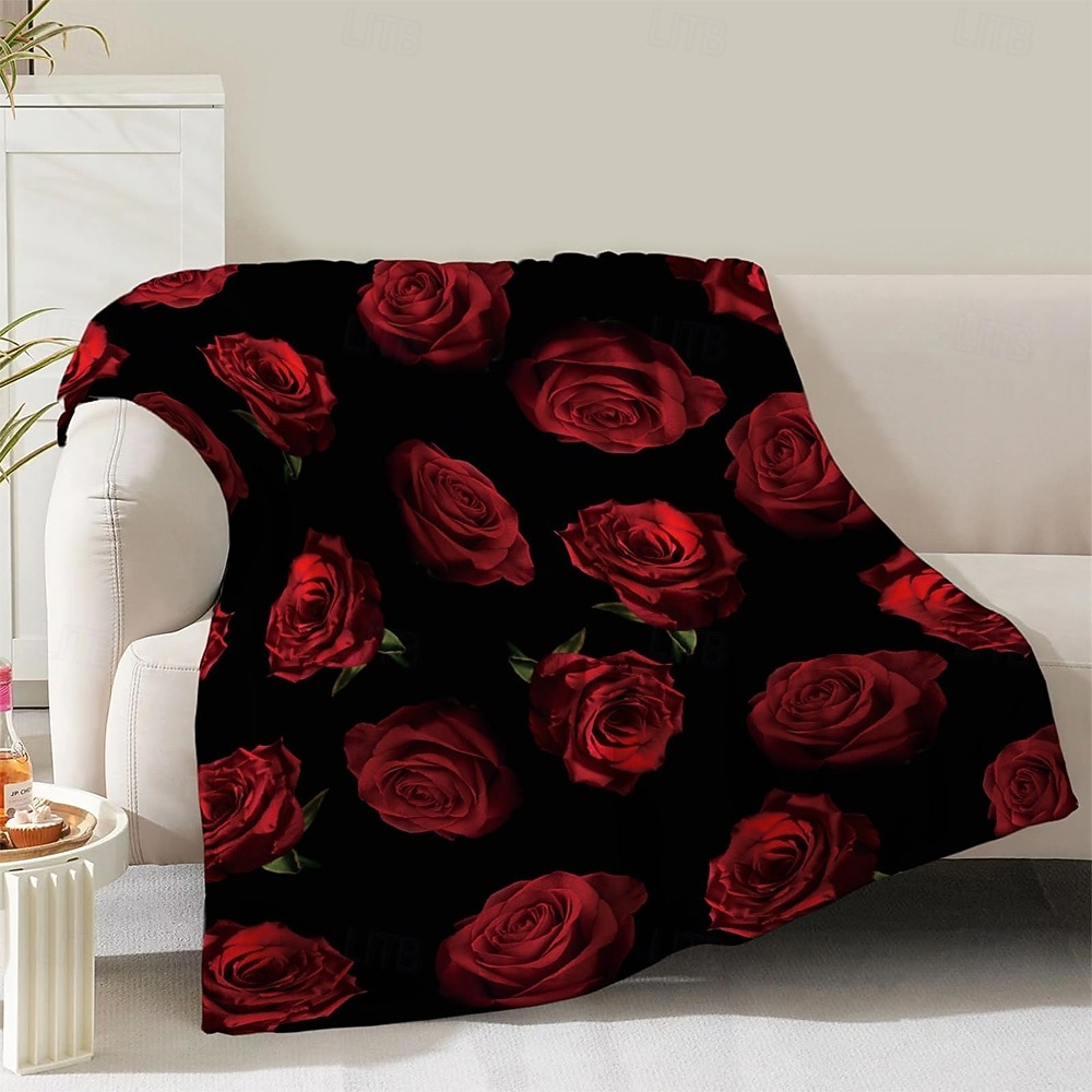 Dia dos Namorados Cobertores de lã Manta para sofá Rose Presente Clássico 3D Sofá De Cama Manta Decorativa Cobertor Quente Decoração de casa de 2026 por $19.49 –P1