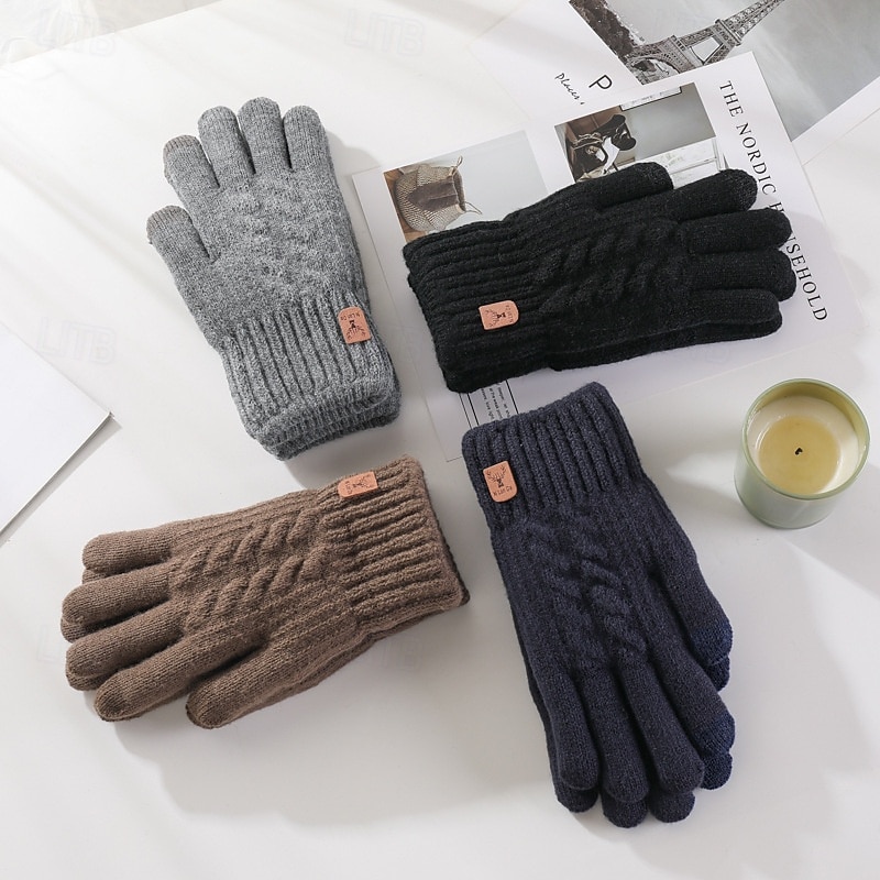 Муж. 1 пара С пальцами Зимние Вязаные перчатки Перчатки без пальцев Мода Современное Перчатки Сохраняет тепло Вязанная Флис Полотняное плетение Осень Черный Темно синий Кофейный Серый 2025 - $6.49 –P8
