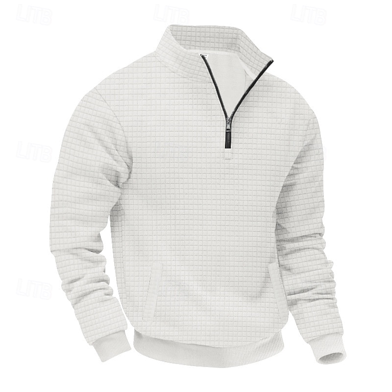 Homme Sweat-shirt Sweat-shirt quart de fermeture éclair Gris Clair Demi-zip Uni Jacquard Quotidien Sport & Loisir Fête Polyester Streetwear Basique Occasionnel Printemps Automne Vêtement Tenue Pulls de 2026 ? $28.99 –P7