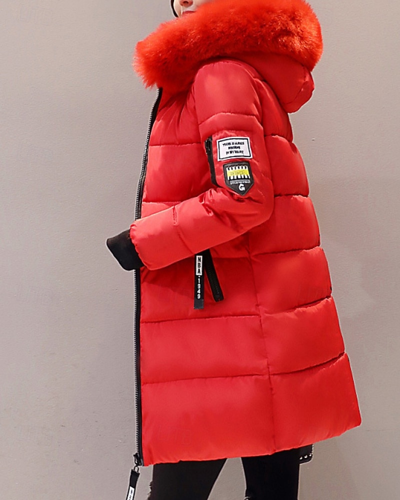 Damen Wintermantel Daunenjacke Warm Bequem Reißverschluss Tasche Lässig Einfarbig Urlaub Alltagskleidung Ausgehen Wochenende Lang Mit Kapuze Normale Passform Langarm Oberbekleidung Schwarz Weiß Rosa 2026 - $24.99 –P9