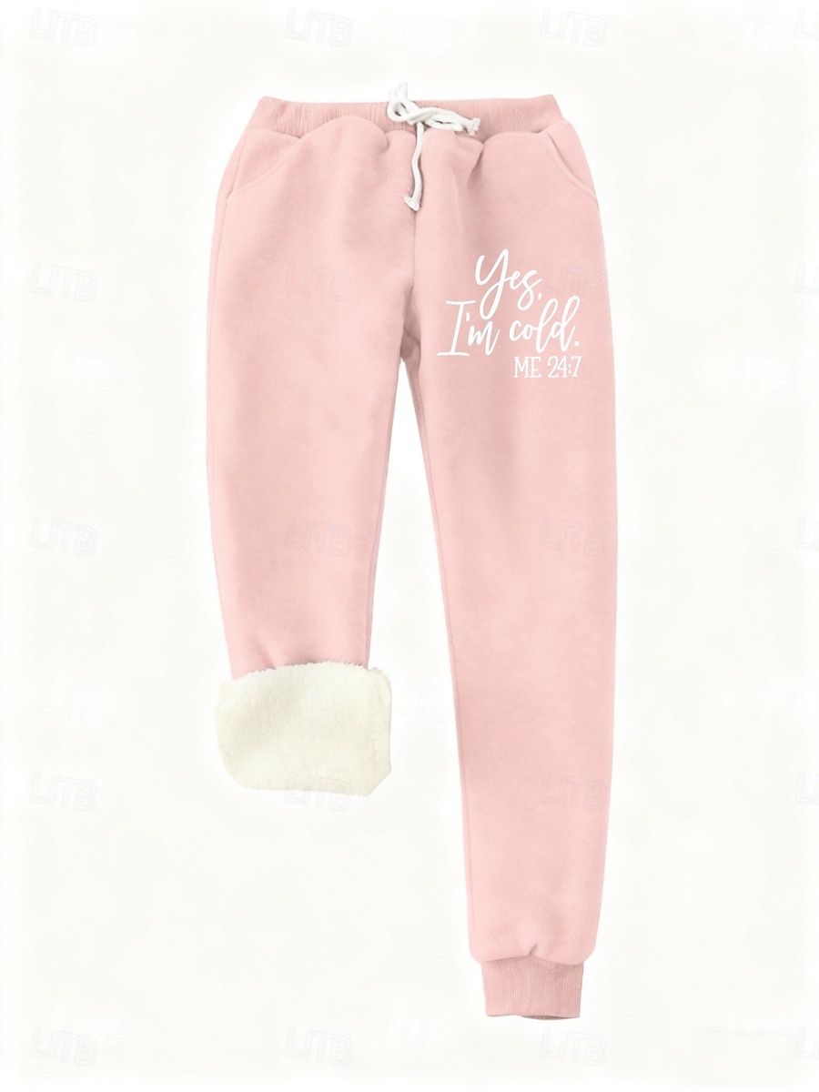 Per donna Pantaloni da tuta Pantaloni in Pile Moda Essenziale Casual Lunghezza intera Vita Alta Lettera Coulisse Tasca Stampato Calore Termico Antivento Comodo Elasticizzato Vacanza Streetwear Casual del 2026 a $16.99 –P1