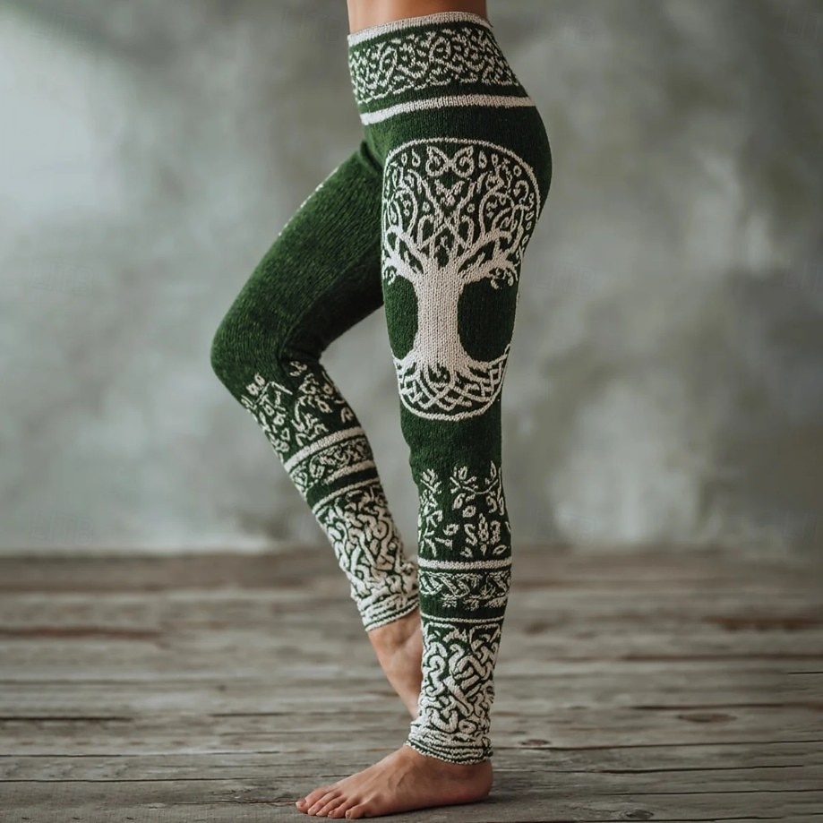 Legíny Viking Boho pro ženy vintage etnický styl plná délka vysoký pas grafika abstraktní 3D tisk rychlé schnutí prodyšné měkké elastické formální venkovní dovolená světle hnědé černé růžové  černé 2026 - $21.99 –P6