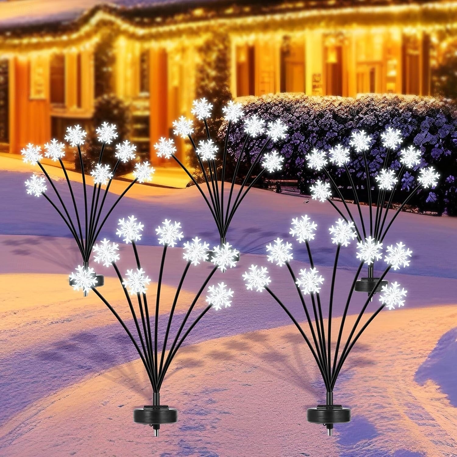 2 יח' Lights 8-ראשיים סולאריים חיצוניים עמידים במים בצורת פתית שלג מנורת תלוית כובע украшение для сада וגן 2026 - $21.99 –P1