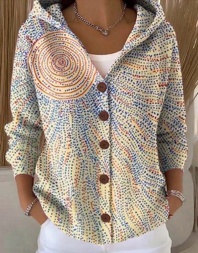 Pentru femei Jachetă cămașă Cald Imprimeu Casual Floral Casual Regulat Capișon Fit regulat Manșon Lung Îmbrăcăminte exterioară Galben Deschis Galben Roz Îmbujorat Toamnă Iarnă 2025 - $31.99 –P7