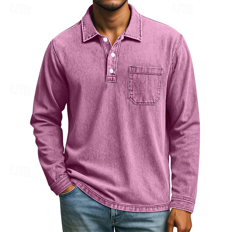 Ανδρικά Πουκάμισο γκολφ Μπλουζάκια Golf Polos Causal Δουλειά Πέτο Μακρυμάνικο Βασικό Μοντέρνα Σκέτο Τσέπη Κουμπιά Άνοιξη Φθινόπωρο Κανονικό Βαθύ πράσινο Σκούρο μπλε Καφέ Πουκάμισο γκολφ 2026 - HUF 7410 –P1