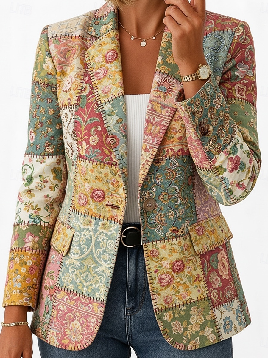 Femmes Blazer Chaud Confortable Avec Poches Boutons Imprimé ancien Quotidien Occasionnel Fleuri Formel Bureau Occasionnel Simple Boutonnage Régulier Revers Cranté Coupe régulière manche longue de 2026 ? $41.99 –P3