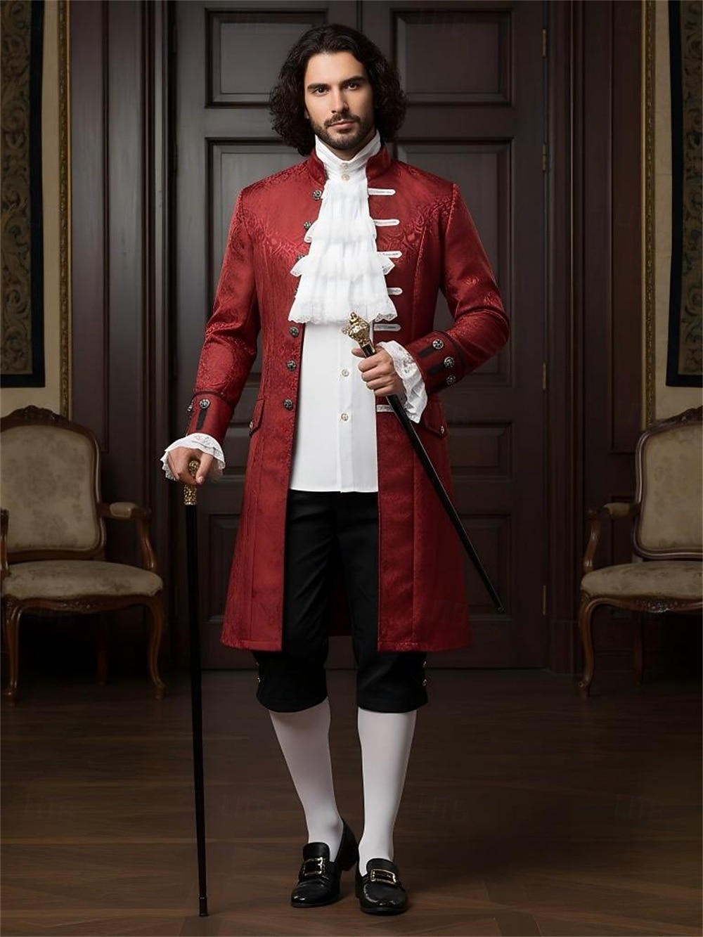 Sett retro vintage viktoriansk middelaldersk skjorte trench coat vampyr adelsmann jacquard fancy dress Menns Ebenezer Scrooge nisse Halloween karneval forestilling Ren Faire fest voksnes frakk 2026 - $69.99 –P18