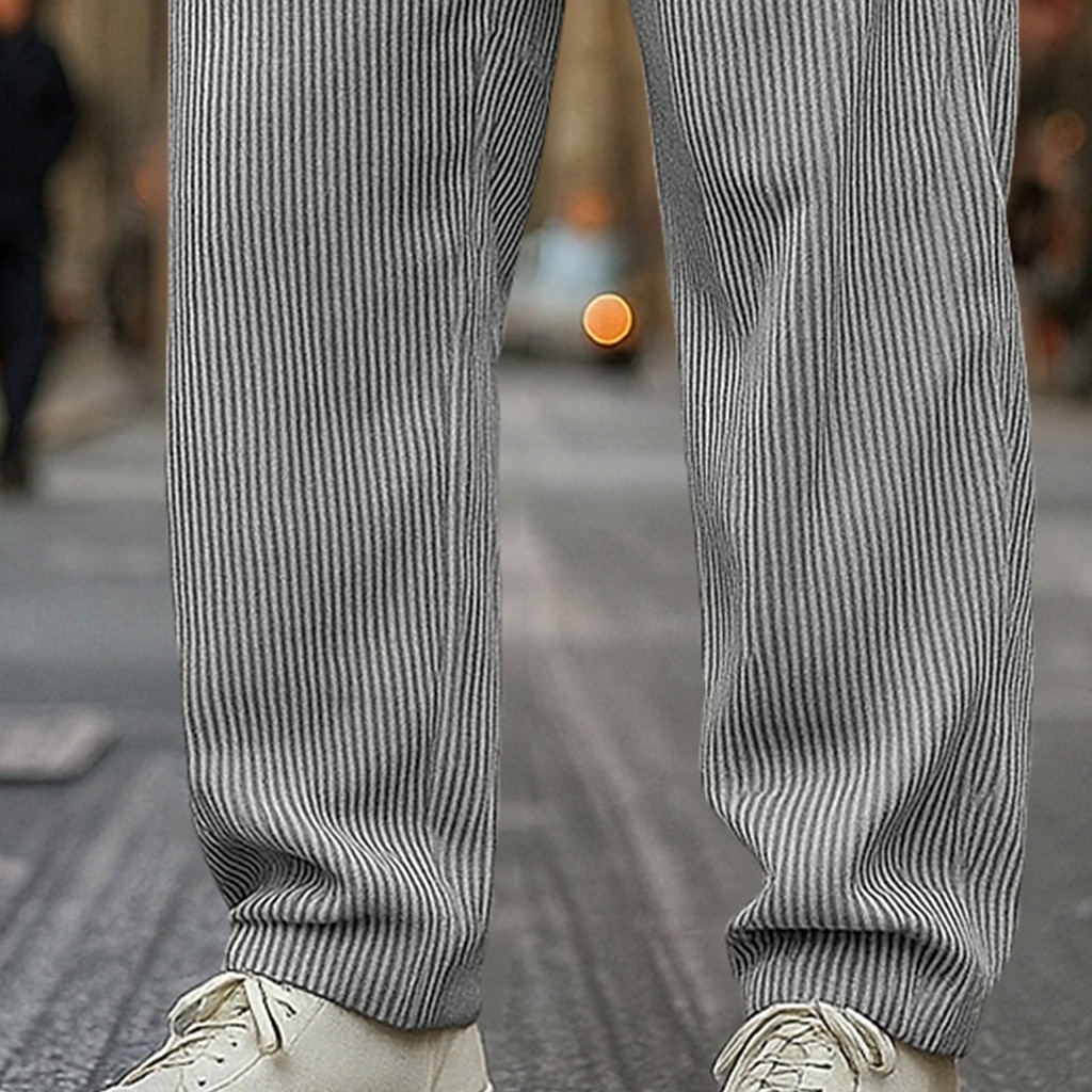 Men's Trousers Corduroy Pants Baggy Pants Straight Leg Sweatpants Drawstring Elastic Waist Solid Color Comfort Full Length Outdoor Daily Streetwear Vacation Fashion Black Navy Blue Micro-elastic 2026 - $25.99 –P4