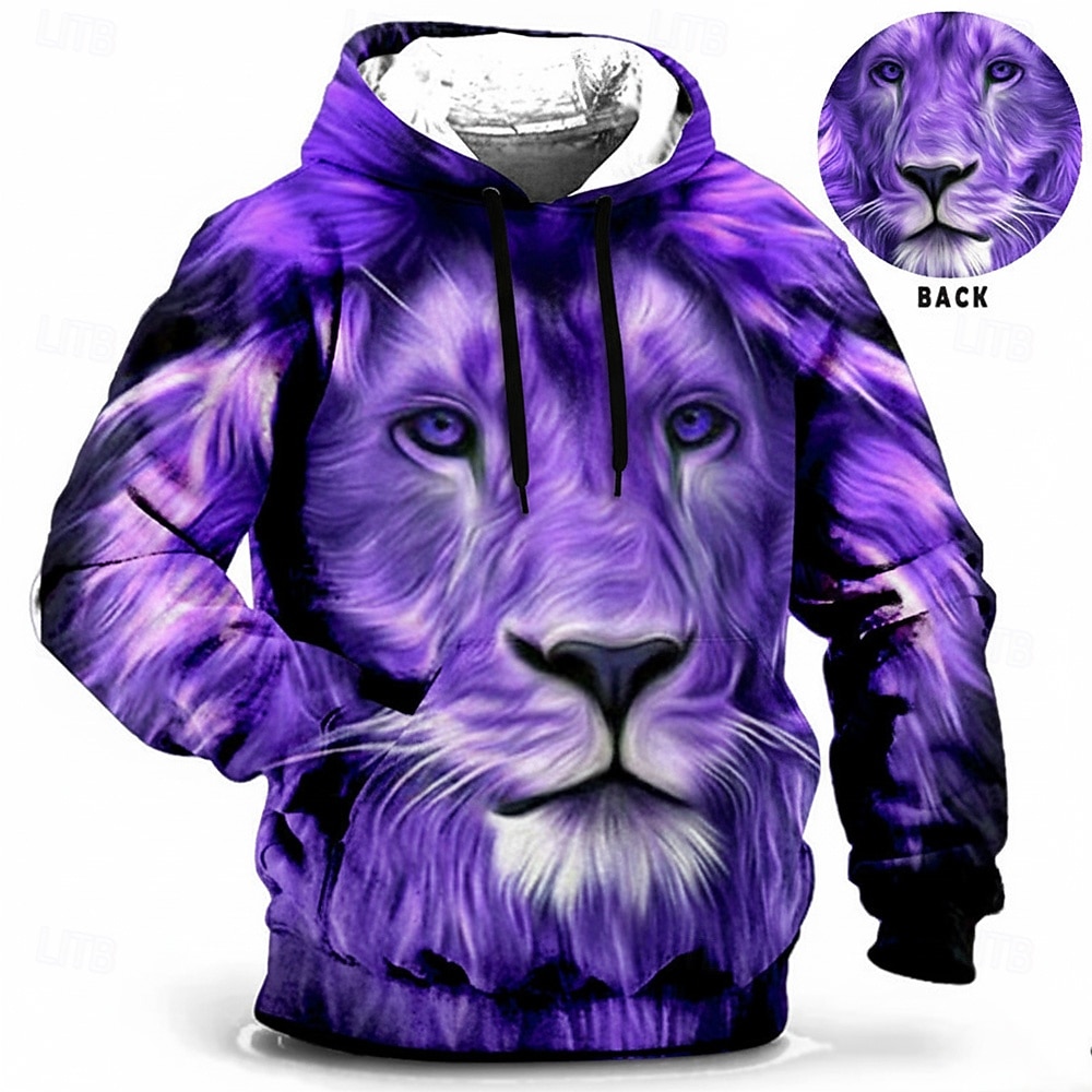 Ανδρικά Μεγάλα Μεγέθη Φούτερ πουλόβερ με κουκούλα και πουλόβερ Μεγάλος και Ψηλός Ζώο Με Κουκούλα Τσέπη Μακρυμάνικο Άνοιξη & Χειμώνας Μοντέρνα Κομψό στυλ street Βασικό Άνετο Καθημερινά Ρούχα Διακοπές 2026 - $31.99 –P3