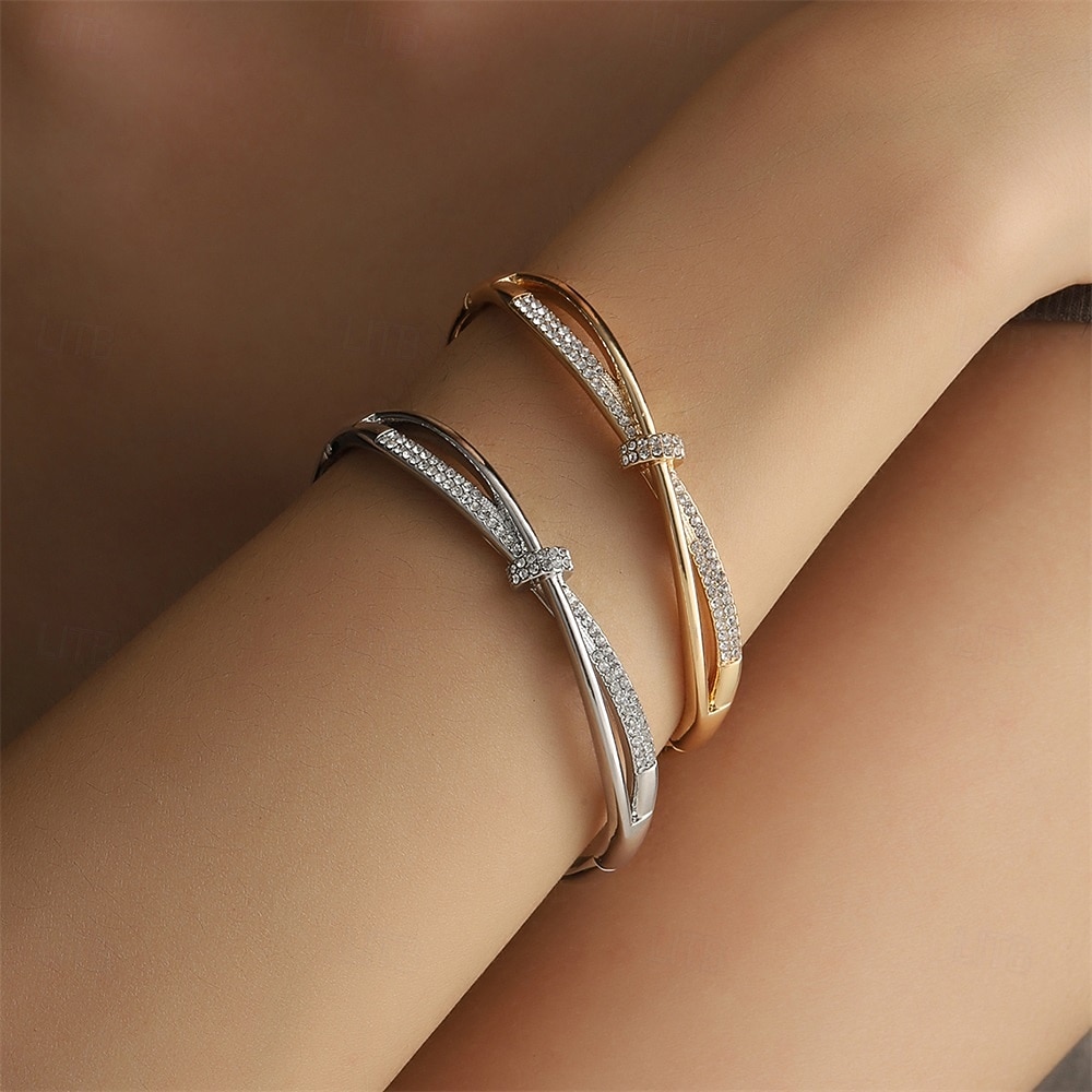 Zircon Vintagestil Klassisk Alfabetet form söt stil Personlig Enkel Krom Armband Smycken Silver / Guld Till Bröllop Fest Förlovning Bal 2026 - $10.99 –P1