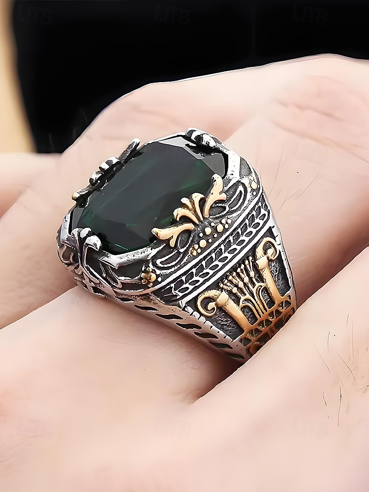 Bague en alliage pour homme avec pierres précieuses, bijou gothique vintage avec grosse pierre, accessoire de mode multicolore, cadeau de Noël unique pour les fêtes et au quotidien de 2025 ? $11.99 –P4