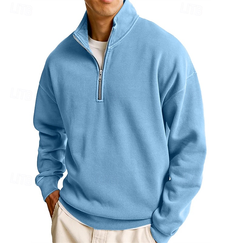 Homens Moletom Estacionar Moletom com zíper Azul Claro Colarinho Clerical Meio Zíper Tecido Zíper Casual Diário Desportos e Ar livre Roupa de rua Legal Roupa de Esporte Primavera & Outono Roupa de 2026 por $28.99 –P5
