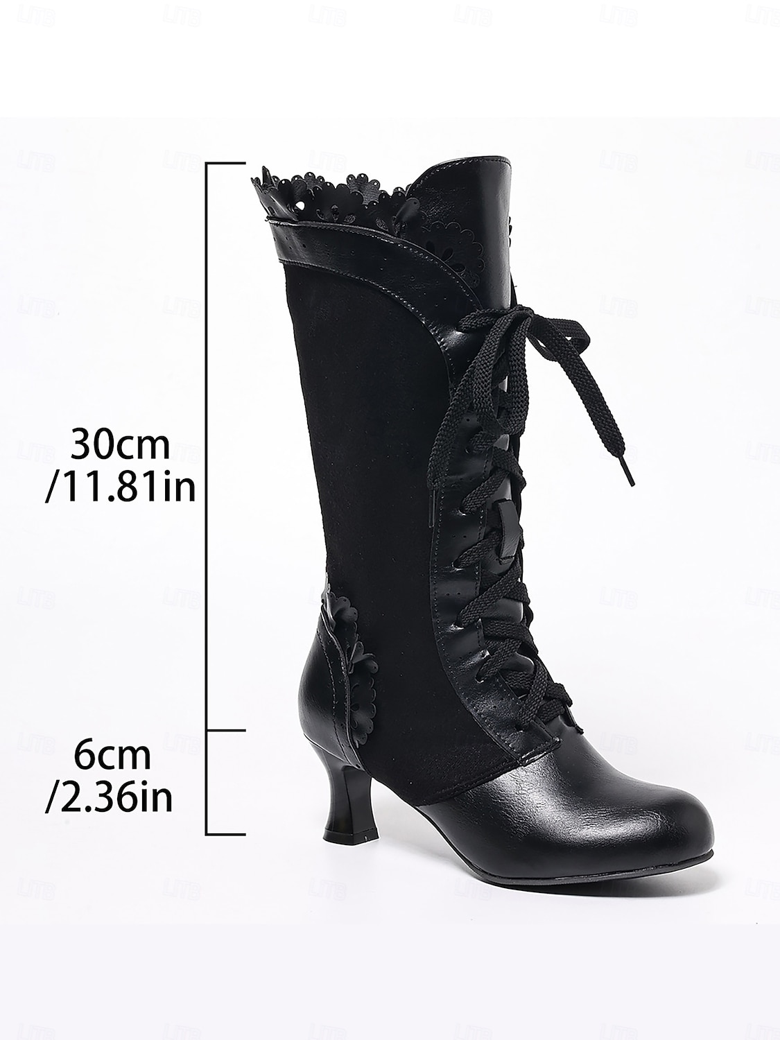 Women's Black Victorian Edwardian Style Knee High Lace-Up Boots with Scalloped Trim and Kitten Heel - 1920s Retro Gothic Dress Boots for Ladies, Perfect for Cosplay, Steampunk & Historical Reenactment 2025 - $59.99 –P7