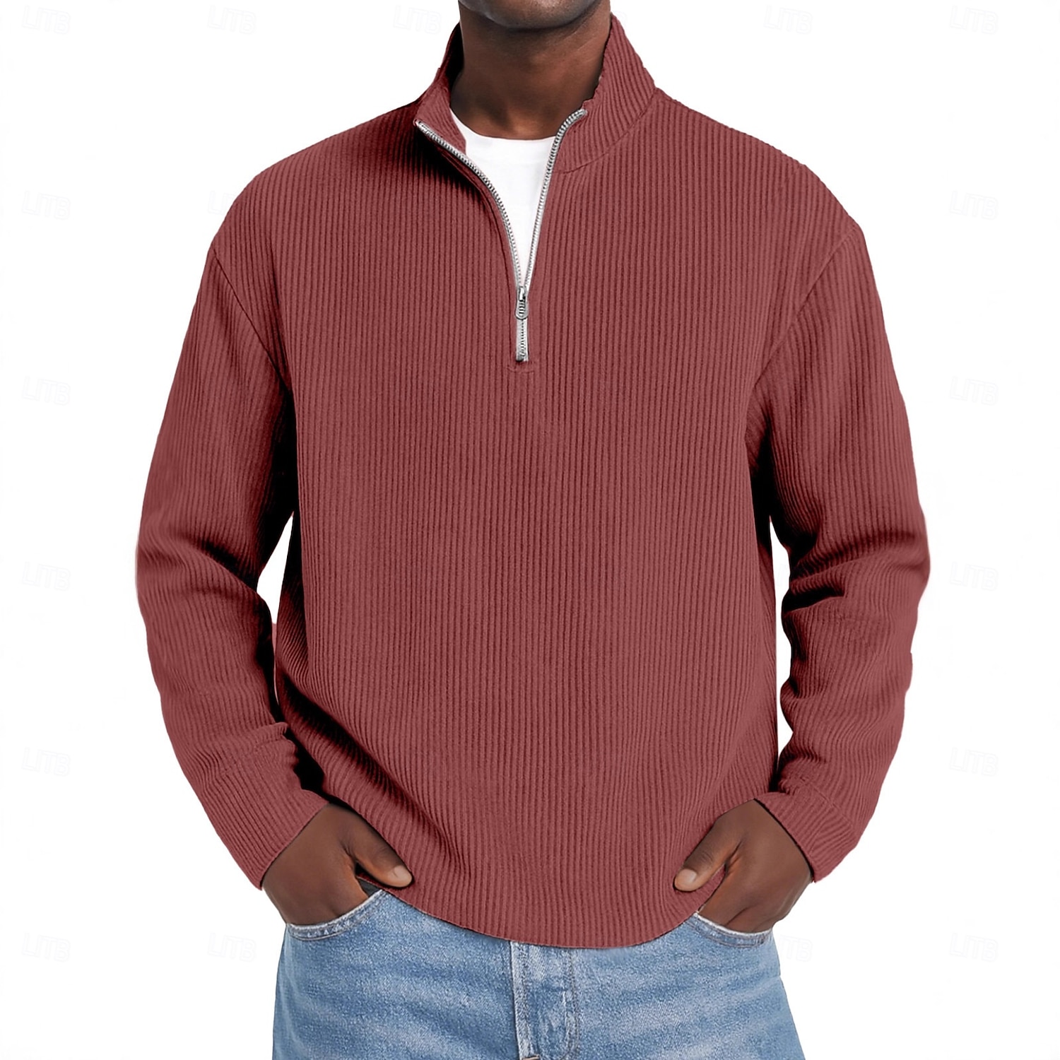Men's Corduroy Shirt Textured Casual Outdoor Quarter Zip Long Sleeve Fashion Modern Solid Color Warm Corduroy Fall Spring &  Fall Fall & Winter Regular Fit Blue Dark Red Black Navy Blue Green Khaki 2026 - $25.99 –P7