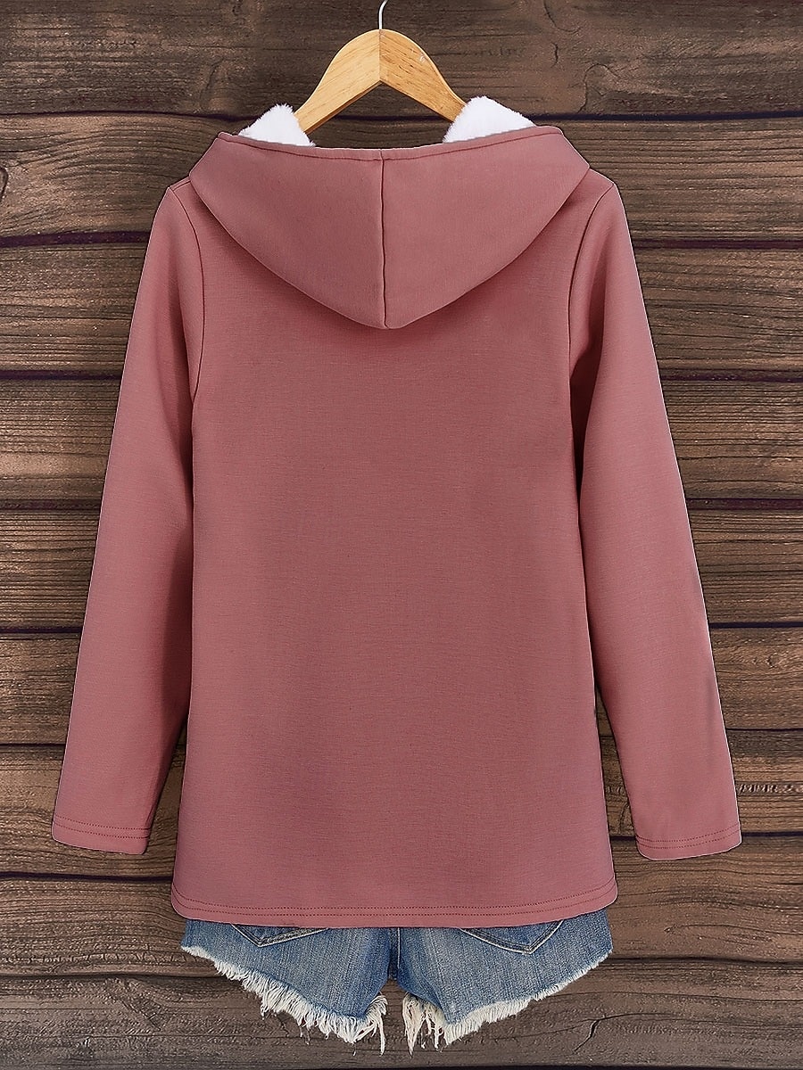 Women's Pullover Hoodie Graphic Letter Warm Casual Fuzzy Long Sleeve Hooded Long Tops Street Casual Light Pink Black Dark Pink Blue Spring Fall Winter 2026 - $29.99 –P2