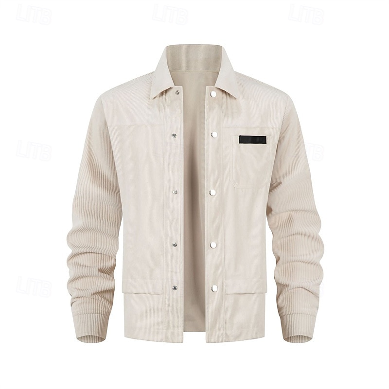 Per uomo Giacca Leggera Giacca in Velluto a Coste Giacca Cargo Giacca Casual Vacanza Quotidiano Traspirante Tasca Primavera Autunno Semplice Moda Classico Bavero Regolare Nero Cachi Grigio Giacca del 2026 a $30.99 –P2