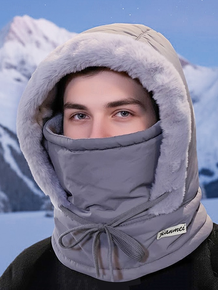 Scaldacollo da uomo in tessuto impermeabile, cappuccio foderato in pile per l'inverno, caldo e accogliente per le attività all'aperto e il tempo nevoso del 2026 a $9.99 –P1