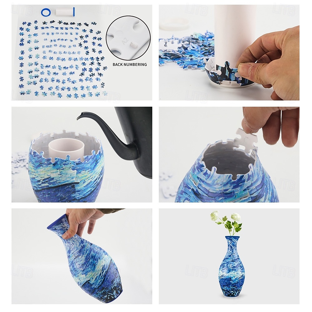 3D-puslespillvase, 160-delers buet plastblomstervase lekkasjesikker premium plast kunstneriske mønstre for ekte blomster hjemmekontor gave til innflytningsfest, ideell for blomsteroppsats 2026 - $31.99 –P8