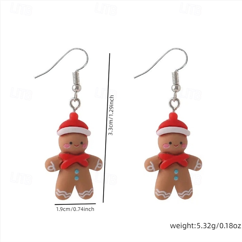 schattige peperkoekenmannetje oorbellen met rode sjaal - leuke kerstsieraden als cadeau voor de feestdagen 2026 - BHD 3.19 –P2