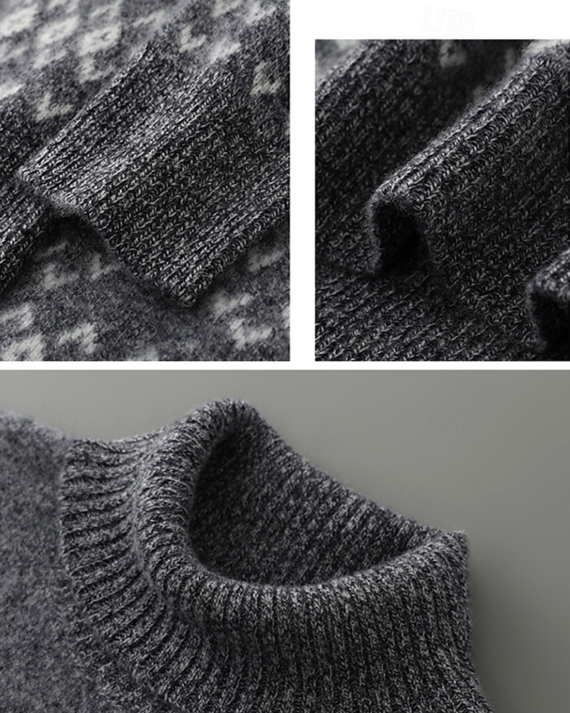 Herren Weihnachtspullover Wollpullover Pullover Kaschmir Strickpullover Gerippt Stricken Normale Oberteile Gestrickt Geometrisch Rollkragen Mode Basic Urlaub Alltagskleidung Bekleidung Herbst Winter 2025 - $165.99 –P8