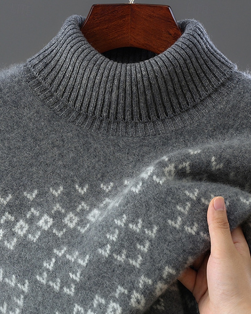 Herren Weihnachtspullover Wollpullover Pullover Kaschmir Strickpullover Gerippt Stricken Normale Oberteile Gestrickt Geometrisch Rollkragen Mode Basic Urlaub Alltagskleidung Bekleidung Herbst Winter 2025 - $165.99 –P5