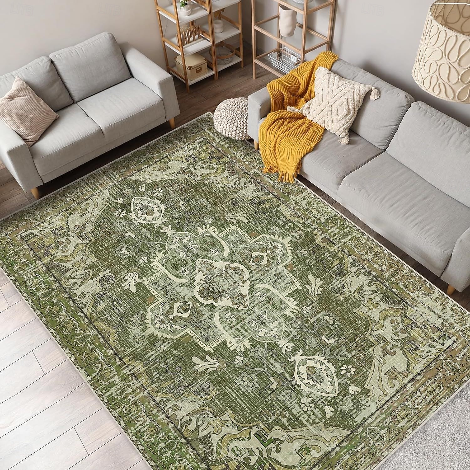 2026年 エリアラグ ヴィンテージペルシャスタイル リビングルームと寝室用 大きく耐久性のある汚れに強いフロアカーペット ソフト ノンスリップ ベッドサイドマット ホームデコ エスニックパターン クラシックデザイン  コレクション – $12.99 –P7
