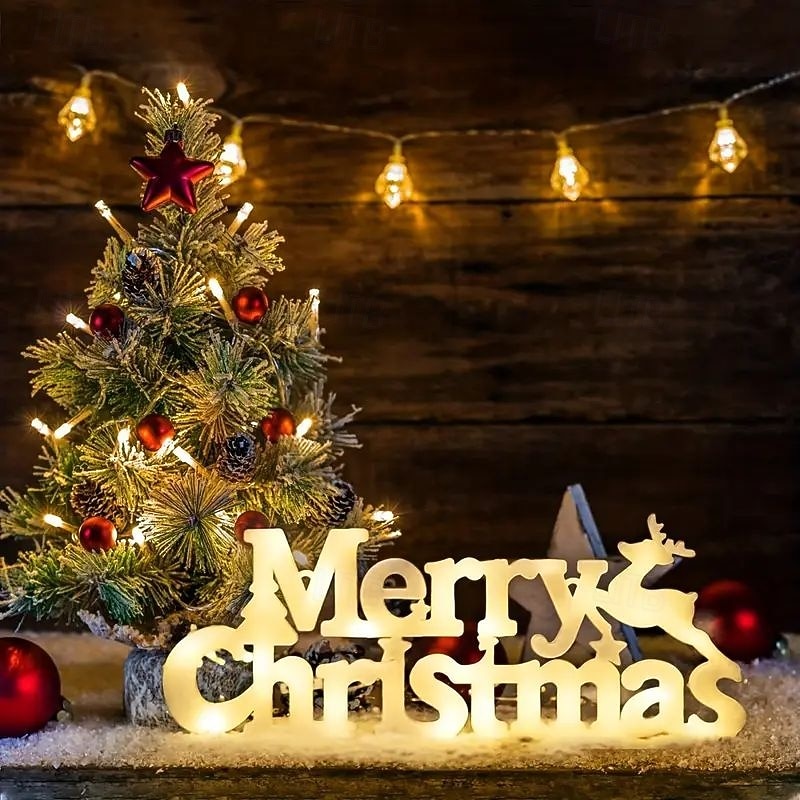 Christmas Decorative Lights LED Sign Lights Battery Powered for Christmas and New Year Home Porch Balcony Trees Bedroom Window Decoration Hanging Light 2025 - CAD $16.99 –P4