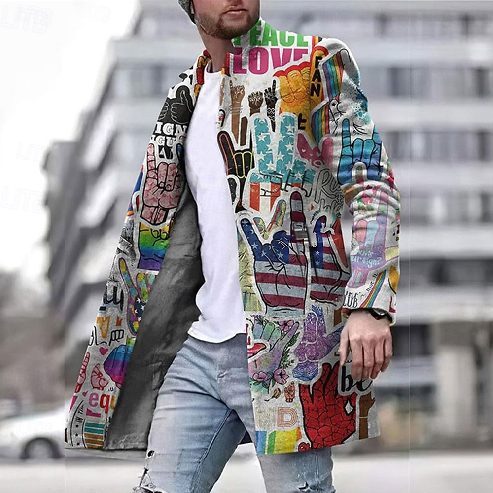Per uomo Graffiti Bandiera Nazionale Cappotto Invernale Cappotto Caldo Confortevole Traspirante Moda Streetwear Affari Lavoro Abbigliamento da lavoro Uscire Tasca Stampato Autunno & Inverno Collo del 2026 a $69.99 –P1