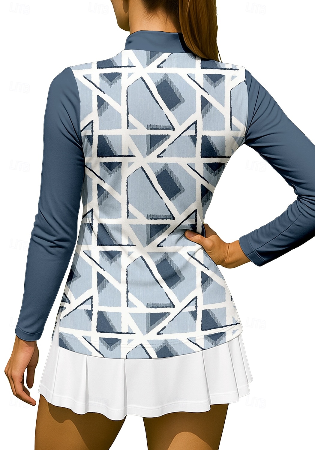 Damen Geometrisch Shirt Sporthemd Golf-Poloshirt Tennis Shirt Langarm Reißverschluss Blumen UPF50+ UV-beständig Hohe Elastizität Feuchtigkeitsableitend Atmungsaktiv Tennis Golfspiel Pickleball 2026 - $25.99 –P2