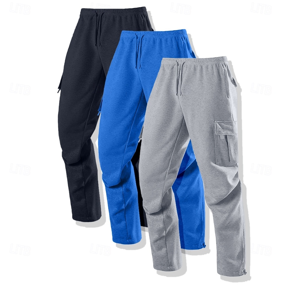 Men's Cargo Sweatpants Fleece Pants Joggers Trousers Casual Pants Drawstring Elastic Waist Multi-pack Solid Color Windproof Outdoor Full Length Outdoor Casual Daily Fashion Streetwear 2025 - $35.99 –P9