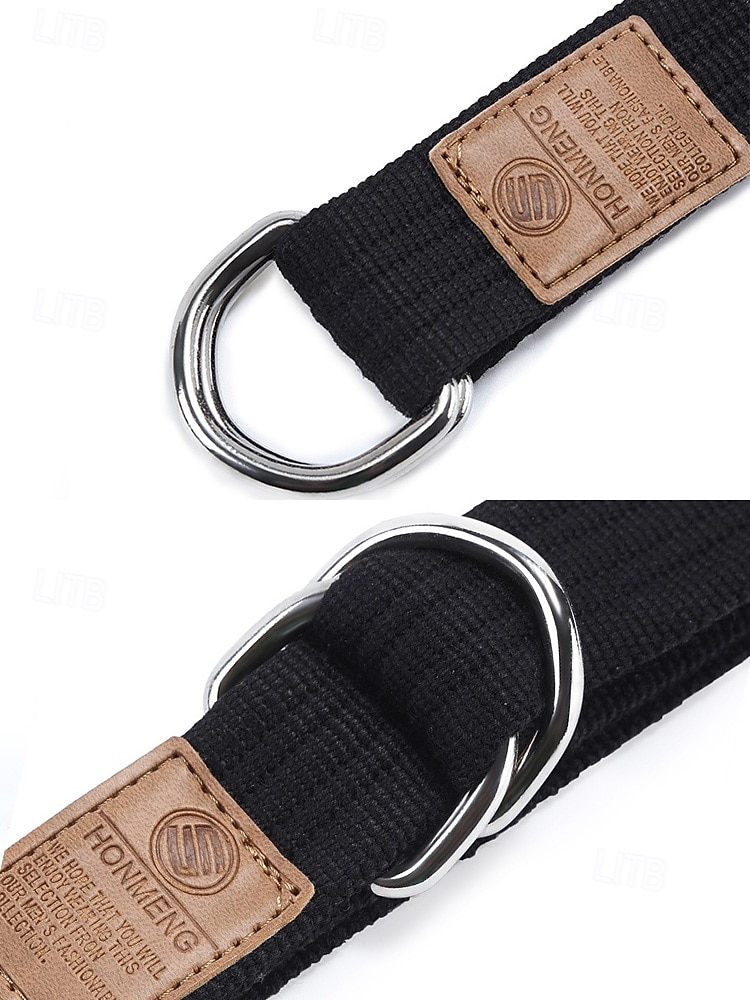 cintura natalizia in tela da uomo – cintura regolabile in tessuto di cotone con cinturino in pelle e fibbia ad anello in metallo – disponibile in rosso, blu navy, nero e altri colori – elegante accessorio natalizio per uomo del 2026 a $11.99 –P3