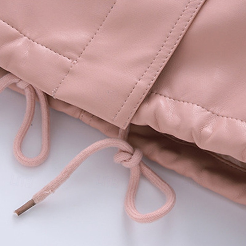 Gyerekek Lány Fekete bőrdzseki Jakna Tömör szín Divat Cipzár Zseb Szabadtéri Kabát Felsőruházat 4-12 év Ősz Fekete Arcpír rózsaszín 2025 - $38.99 –P12