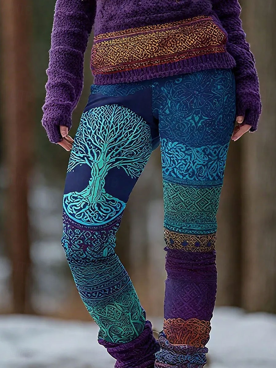 Vrouwelijke Viking Boho Leggings Vakantie Vintage Etnische Stijl Volledige Lengte Hoge Taille Grafisch Boom Abstract Sneldrogend Ademend Zacht Rekbaar Formele Buiten Vakantie Blauw Lente Herfst 2026 - $21.99 –P2