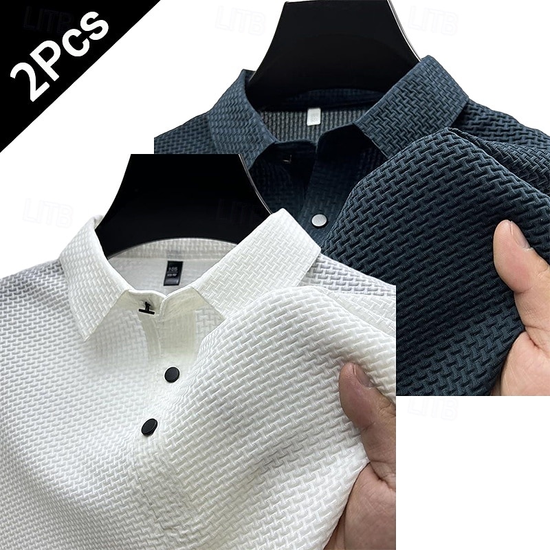 2PCS Men's Polo Shirts Golf Shirt Casual Holiday Classic Short Sleeve Fashion Basic Plain 2 Piece Multi-pack Summer All Seasons Regular Fit 2025 - $36.99 –P1