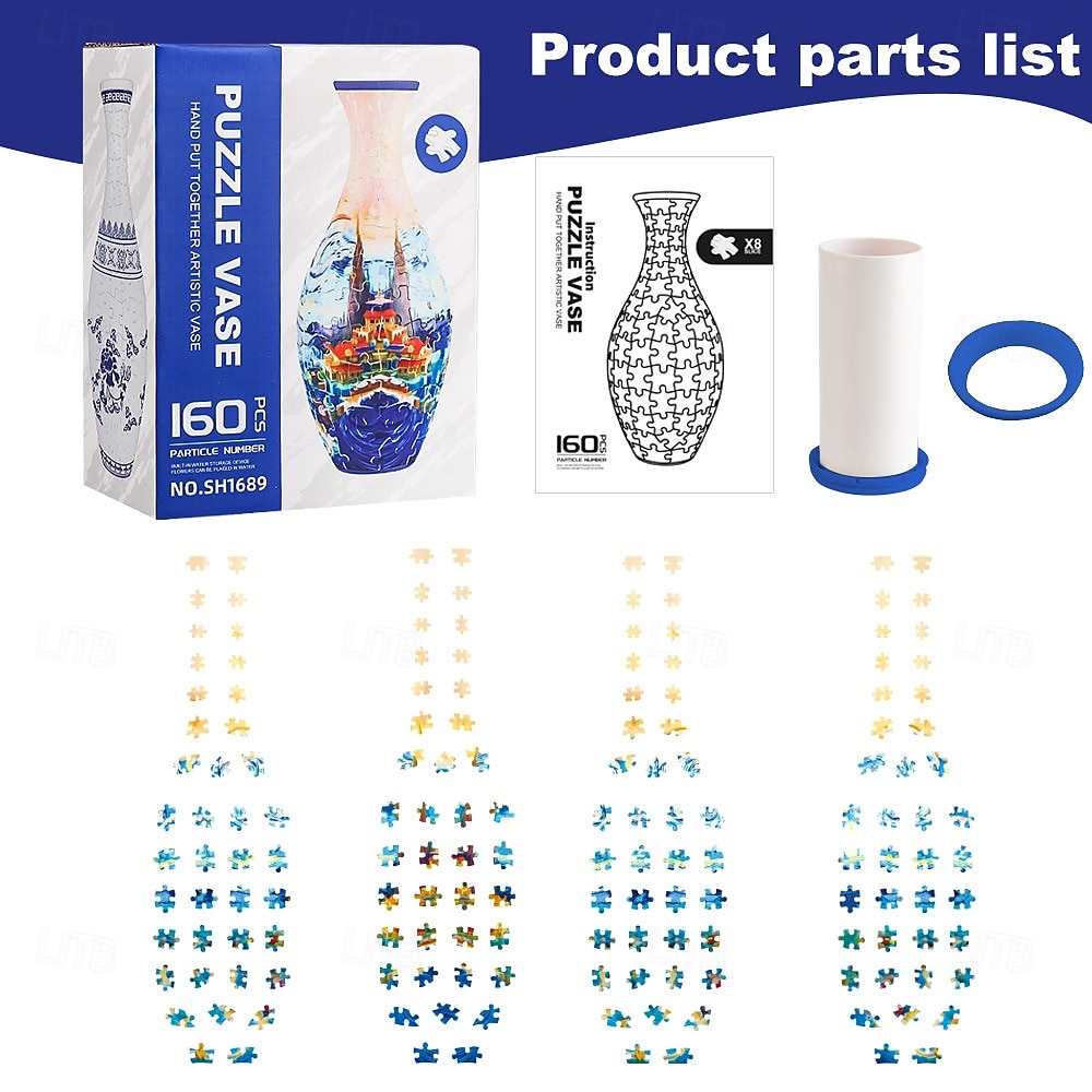 3D-puslespillvase, 160-delers buet plastblomstervase lekkasjesikker premium plast kunstneriske mønstre for ekte blomster hjemmekontor gave til innflytningsfest, ideell for blomsteroppsats 2026 - $31.99 –P6