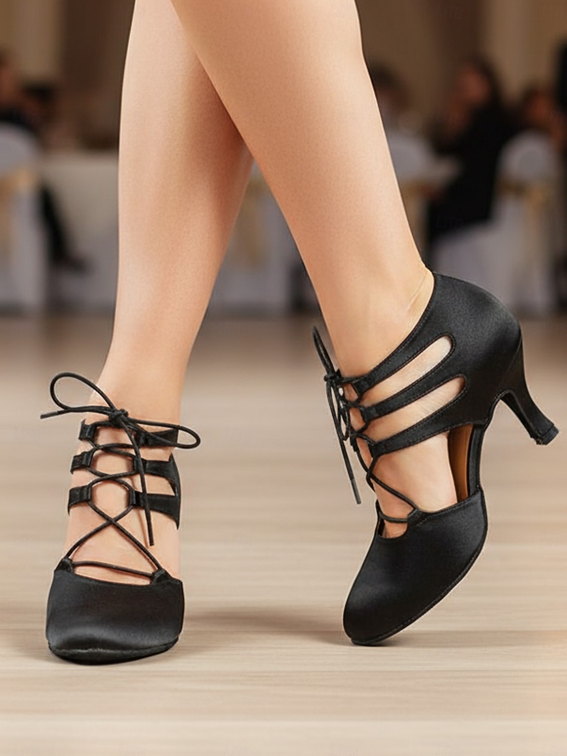 Women's Black Satin Lace-Up Ballroom Dance Shoes - Strappy Closed Toe High Heel Pumps for Professional Party & Dance Performances 2026 - $54.99 –P4