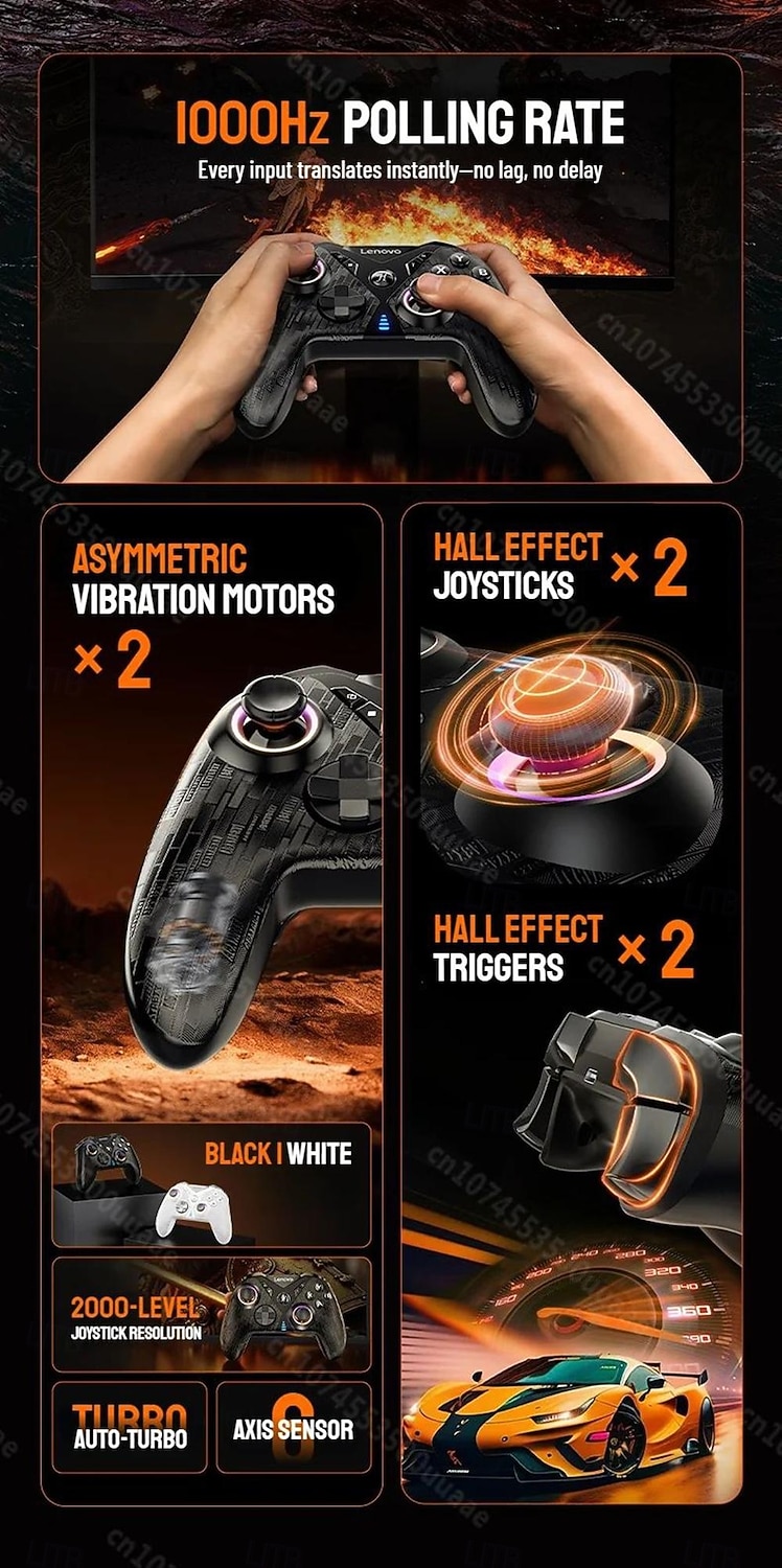 Игровой контроллер Lenovo S05 RGB беспроводной геймпад джойстик с эффектом Холла для Switch/2/OLED/Lite ПК iPhone Android телефонов подарок на День Святого Валентина 2026 - $64.99 –P2