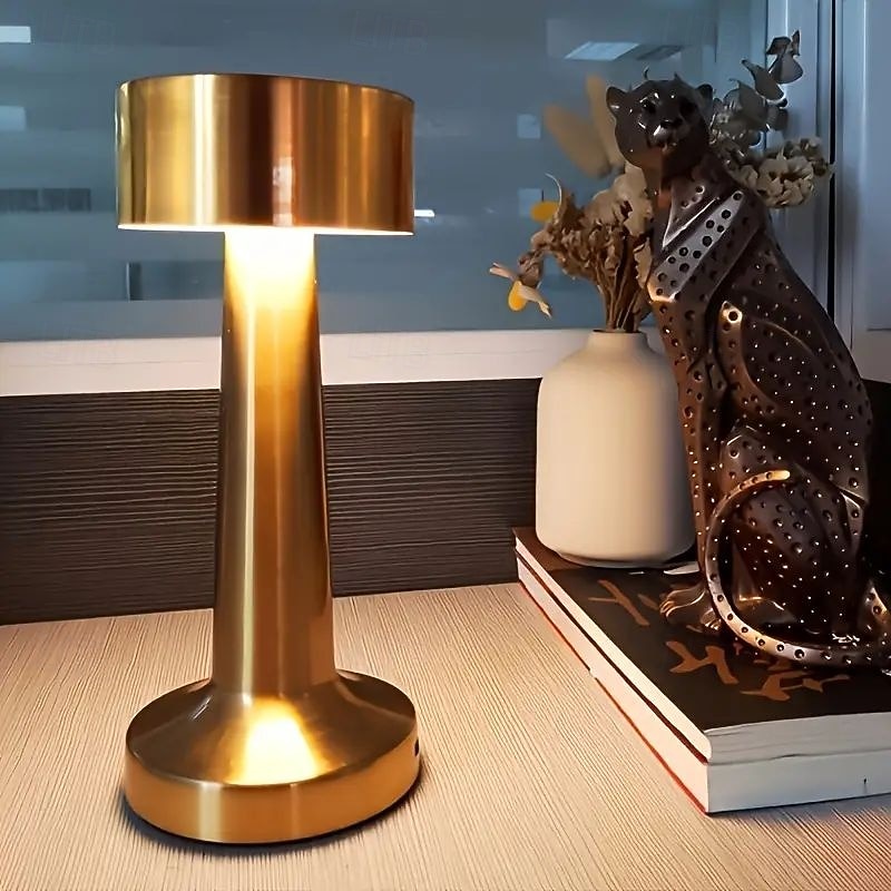 Nowoczesna, minimalistyczna metalowa lampa stołowa do biura, z funkcją oświetlenia, sterowana dotykowo, z możliwością ładowania, z 3-stopniową regulacją jasności, do biura, sypialni, gabinetu, na 2026 - $13.49 –P3